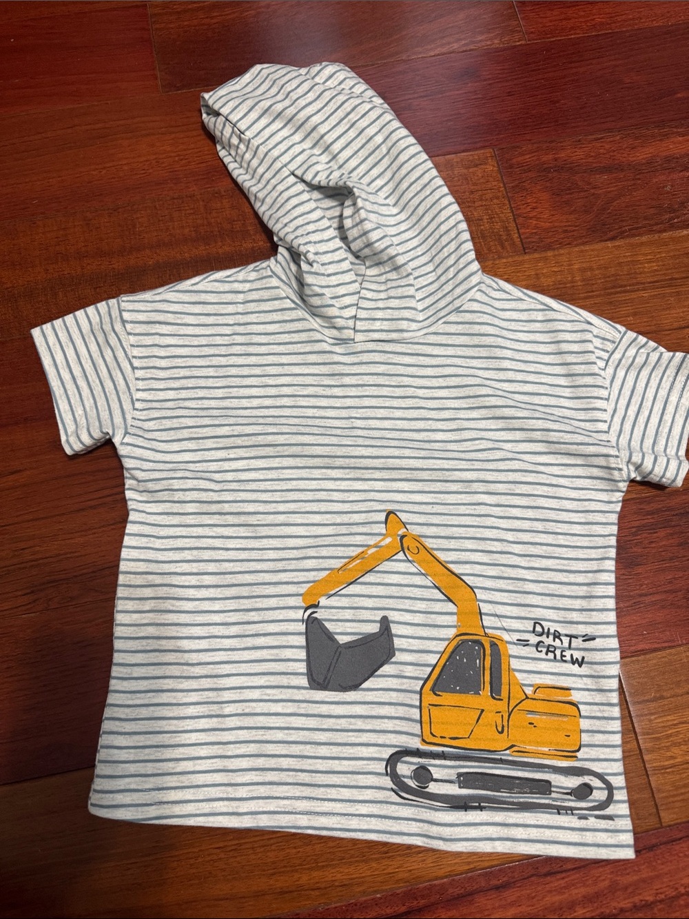 Carter's Hooded Striped Tee with Yellow Excavator